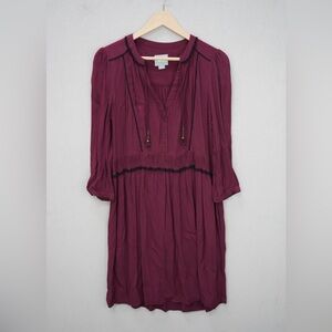 Anthropologie Maeve maroon Dress with Black Accents
